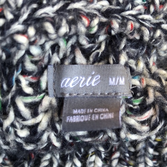 Aerie Black & Multi color Knit Sweater ribbed scoop neck cuffs & hem Size Medium - Picture 9 of 12